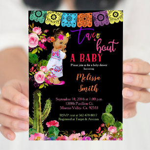 Mexican Fiesta Gold Glitter Baby shower Invitation Kaart