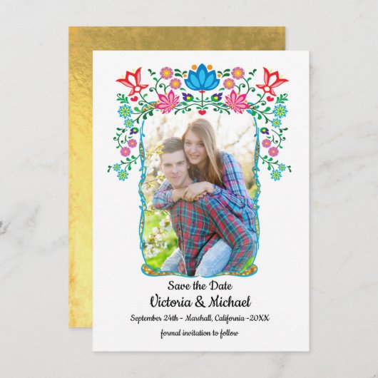 Mexican Fiesta Gold Save the Date Photo (Voorkant / Achterkant)