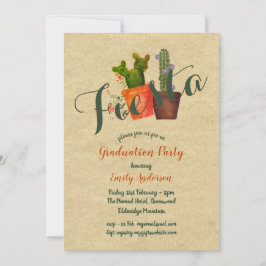 Mexican Fiesta Graduation Party Rustic Cacti Kaart