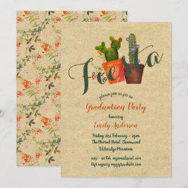 Mexican Fiesta Graduation Party Rustic Cacti Kaart