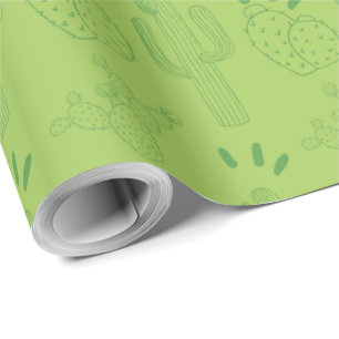 Mexican Fiesta Green Cactus Cadeaupapier