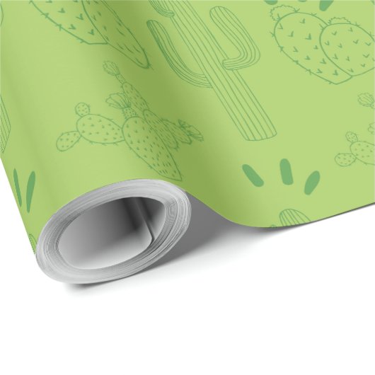 Mexican Fiesta Green Cactus Cadeaupapier (Rol Hoek)
