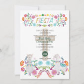 Mexican Fiesta HOLY COMMUNION Folk Flowers Llama Kaart (Voorkant)