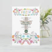 Mexican Fiesta HOLY COMMUNION Folk Flowers Llama Kaart (Staand voorkant)