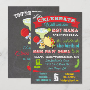 Mexican Fiesta Hot Mama Baby shower Invitation Kaart
