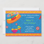 Mexican Fiesta Invitation Boy Birthday Blue Kaart (Voorkant)