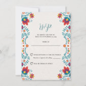 Mexican Fiesta Kleurrijke Bloemen Huwelijk RSVP Ka (Voorkant)