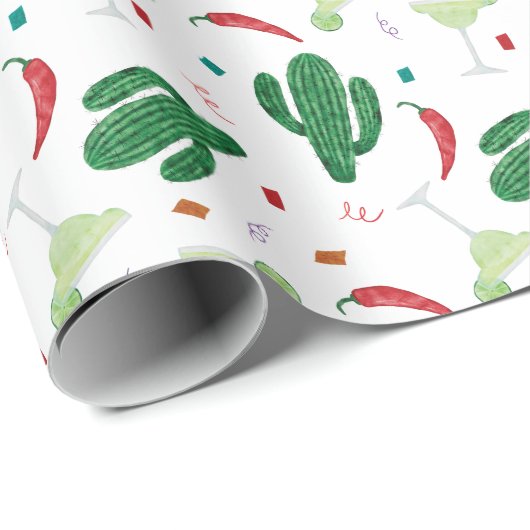 Mexican Fiesta, Margaritas en Chili Peppers Cadeaupapier (Rol Hoek)