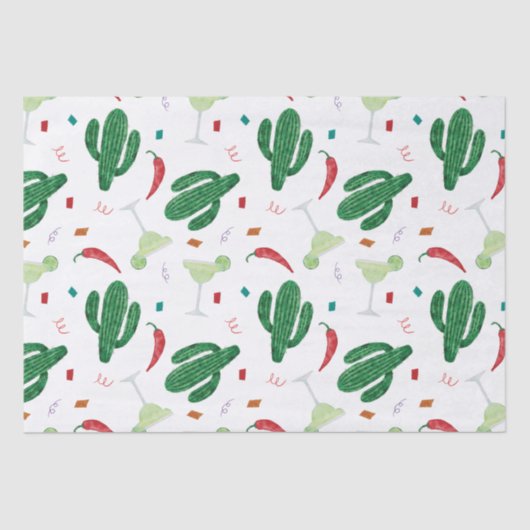 Mexican Fiesta, Margaritas en Chili Peppers Tissuepapier (Voorkant)