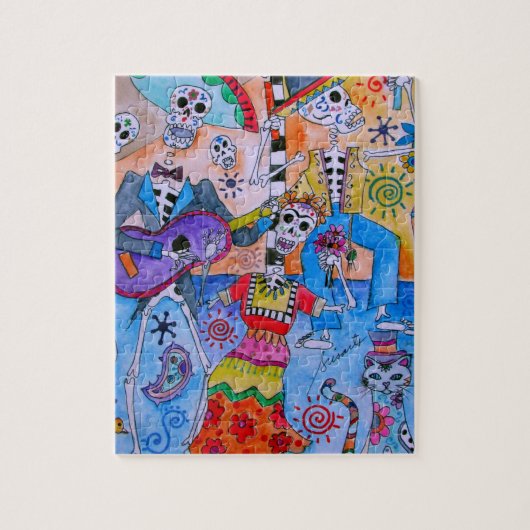 MEXICAN FIESTA Mariachi Cats Calavera Legpuzzel (Verticaal)