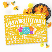 Mexican Fiesta Papel Picado Flag GOLD Baby shower Kaart