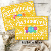 Mexican Fiesta Papel Picado Flag GOLD Baby shower Kaart