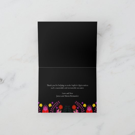 Mexican Fiesta Party Bloemen Gevouwen Dank u kaart (Binnen)