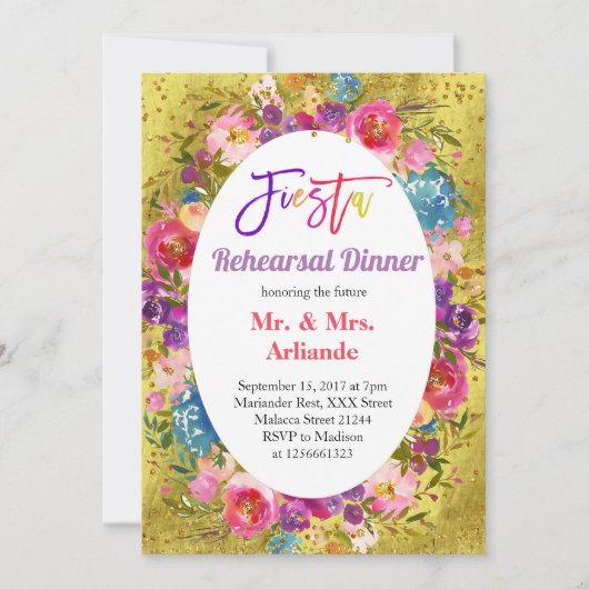 Mexican Fiesta Party Gouden repetitie Diner Goud Kaart (Voorkant)