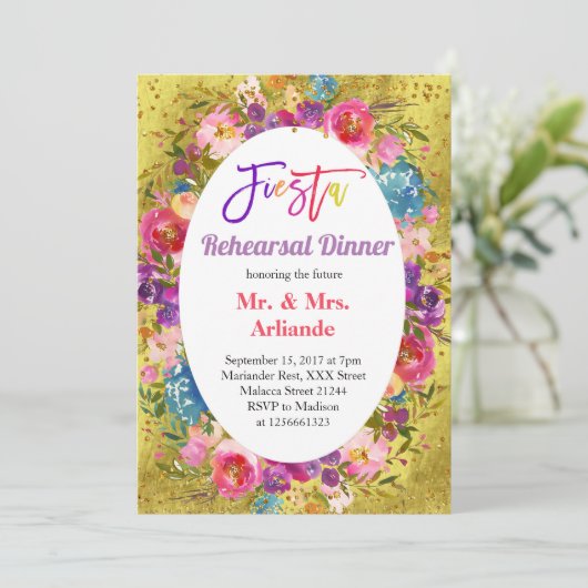 Mexican Fiesta Party Gouden repetitie Diner Goud Kaart (Staand voorkant)