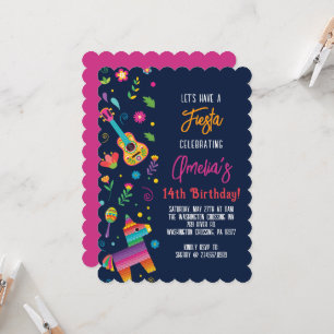Mexican Fiesta Pinata Birthday Party Invitation Kaart