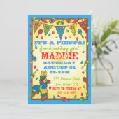 Mexican Fiesta Pinata Birthday Party Invitation Kaart (Staand voorkant)