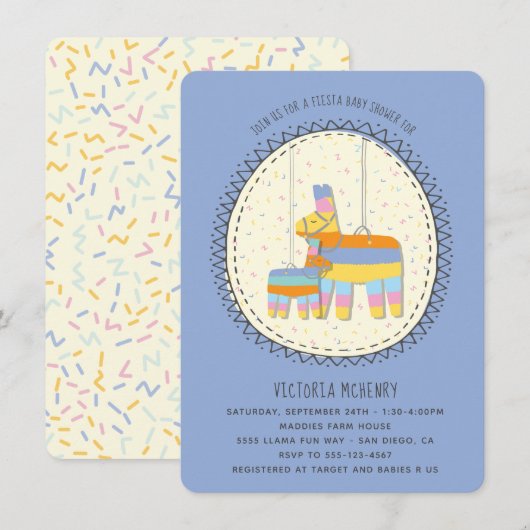 Mexican Fiesta Piñata en Baby shower Invitation Kaart (Voorkant / Achterkant)
