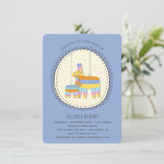 Mexican Fiesta Piñata en Baby shower Invitation Kaart (Staand voorkant)