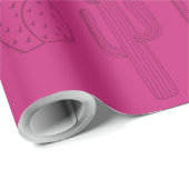Mexican Fiesta Pink Cactus Cadeaupapier (Rol Hoek)