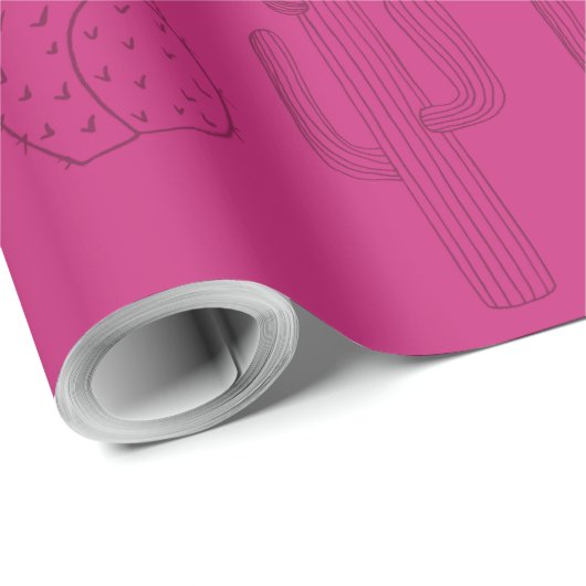 Mexican Fiesta Pink Cactus Cadeaupapier (Rol Hoek)