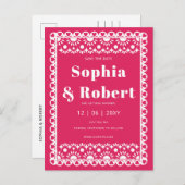 Mexican Fiesta Pink Papel Picado Bewaar de datum Aankondigingskaart (Voorkant / Achterkant)