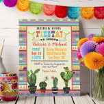 Mexican Fiesta Rehearsal Dinner cactus aztec Kaart<br><div class="desc">Colorful met faux texture,  Mexicica Fiesta Rehearsal uitnodigingen voor het avondeten. Met een rij van gepotte cactus en succulenten,  leuke lettertypen,  margaritas en een kleurrijke aztec patroonachtergrond. Kan veranderen in elke mexicaanse partij.</div>