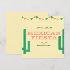 Mexican Fiesta Rehearsal Dinner Cactus Floral Kaart