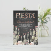 Mexican Fiesta Rehearsal Dinner Cactus Floral Kaart (Staand voorkant)