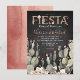 Mexican Fiesta Rehearsal Dinner Cactus Floral Kaart