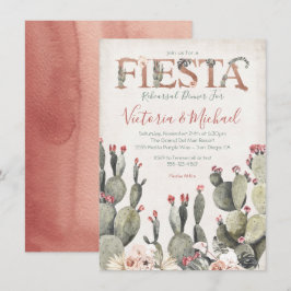 Mexican Fiesta Rehearsal Dinner Cactus Floral Kaart