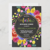 Mexican Fiesta Rehearsal Dinner chalkboard floral Kaart (Voorkant)