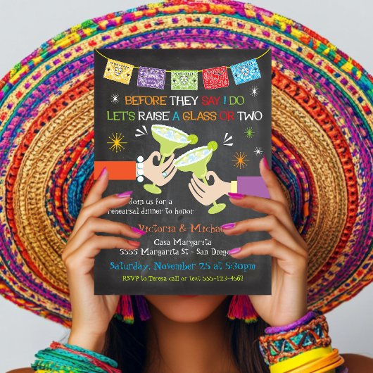 Mexican Fiesta Rehearsal Dinner Chalkboard Kaart