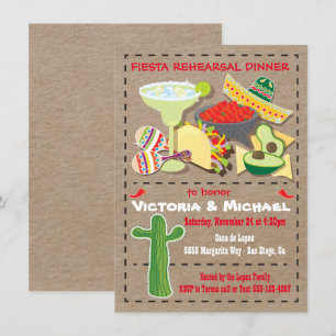 Mexican Fiesta Rehearsal Dinner Kraft Invitation Kaart