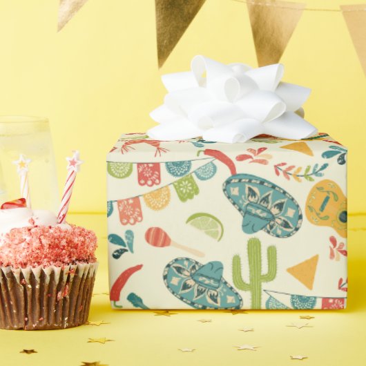 Mexican Fiesta Schattige Patterned Cadeaupapier (Verjaardagsfeest)
