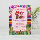 Mexican Fiesta Sibling Birthday Uitnodiging (Staand voorkant)