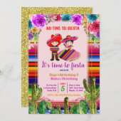 Mexican Fiesta Sibling Birthday Uitnodiging (Voorkant / Achterkant)