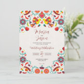 Mexican Fiesta Sombrero Folk Art Wedding Kaart (Staand voorkant)