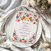 Mexican Fiesta Sombrero Folk Art Wedding Kaart