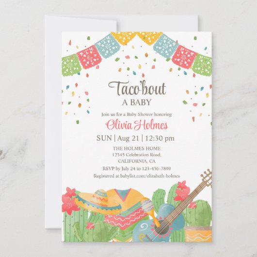 Mexican Fiesta Taco 'Over een Baby Baby shower Kaart (Voorkant)