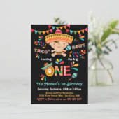 Mexican Fiesta Taco over een eerste verjaardag Kaart (Staand voorkant)