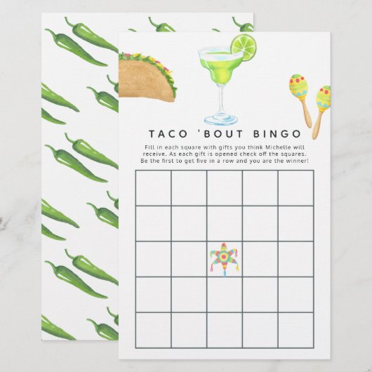 Mexican Fiesta Taco'bout Love Bingo (Voorkant / Achterkant)