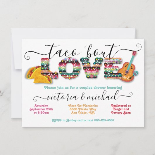 Mexican Fiesta Taco'bout Love koppels douche Kaart (Voorkant)