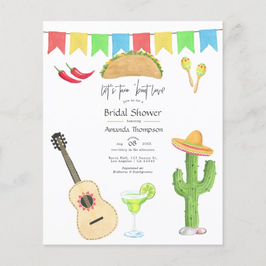 Mexican Fiesta Taco'bout Love Vrijgezellenfeest Flyer (Voorkant)