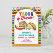 Mexican Fiesta Tacos and Tequila Birthday Kaart (Staand voorkant)