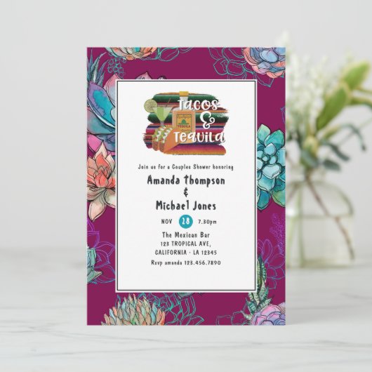 Mexican Fiesta Tacos en Tequila Couples Shower Kaart (Staand voorkant)