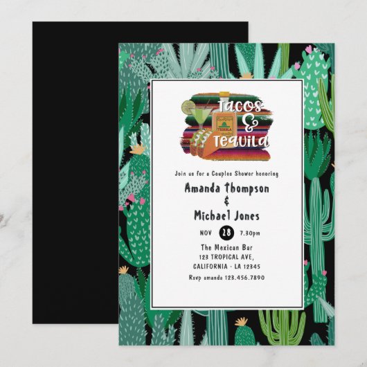 Mexican Fiesta Tacos en Tequila Couples Shower Kaart (Voorkant / Achterkant)