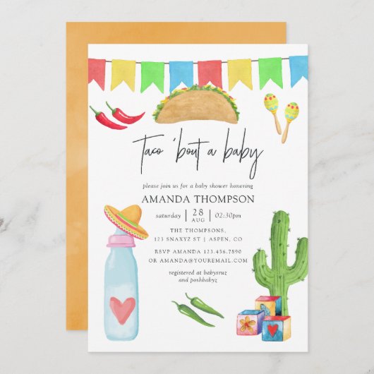 Mexican Fiesta Taco's over een Baby shower Kaart (Voorkant / Achterkant)