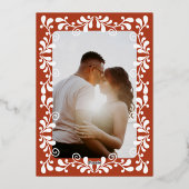 Mexican Fiesta Talavera Foto Opslaan van de datum Folie Feestdagenkaart (Achterkant)