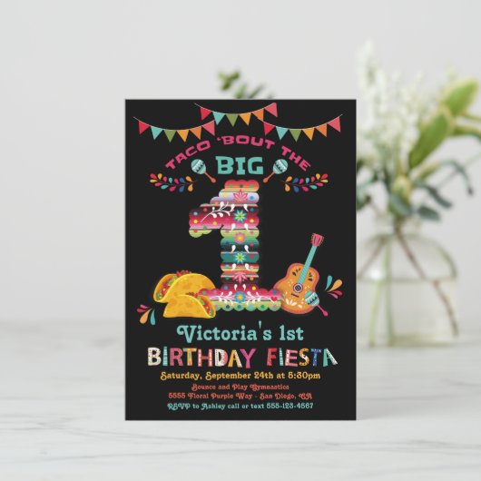 Mexican Fiesta the Big One 1st Birthday Invitation Kaart (Staand voorkant)